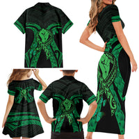 ADHD Awareness Month You Matter Family Matching Short Sleeve Bodycon Dress and Hawaiian Shirt Green Polynesian Ribbon LT14 - Polynesian Pride