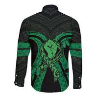 ADHD Awareness Month You Matter Long Sleeve Button Shirt Green Polynesian Ribbon LT14 - Polynesian Pride
