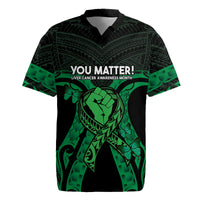 ADHD Awareness Month You Matter Rugby Jersey Green Polynesian Ribbon LT14 Green - Polynesian Pride