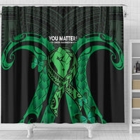 ADHD Awareness Month You Matter Shower Curtain Green Polynesian Ribbon LT14 - Polynesian Pride
