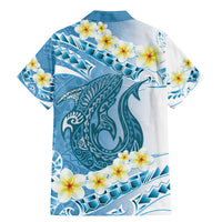 Blue Hawaii Shark Tattoo Family Matching Mermaid Dress and Hawaiian Shirt Frangipani With Polynesian Pastel Version LT14 - Polynesian Pride