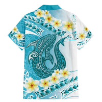 Turquoise Hawaii Shark Tattoo Family Matching Mermaid Dress and Hawaiian Shirt Frangipani With Polynesian Pastel Version LT14 - Polynesian Pride