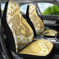 Gold Hawaii Shark Tattoo Car Seat Cover Frangipani With Polynesian Pastel Version LT14 - Polynesian Pride