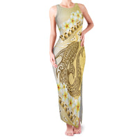 Gold Hawaii Shark Tattoo Family Matching Tank Maxi Dress and Hawaiian Shirt Frangipani With Polynesian Pastel Version LT14 Mom's Dress Gold - Polynesian Pride