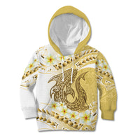 Gold Hawaii Shark Tattoo Kid Hoodie Frangipani With Polynesian Pastel Version LT14 Hoodie Gold - Polynesian Pride