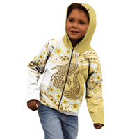 Gold Hawaii Shark Tattoo Kid Hoodie Frangipani With Polynesian Pastel Version LT14 - Polynesian Pride