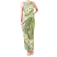 Green Hawaii Shark Tattoo Tank Maxi Dress Frangipani With Polynesian Pastel Version