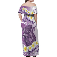 Purple Hawaii Shark Tattoo Family Matching Off Shoulder Maxi Dress and Hawaiian Shirt Frangipani With Polynesian Pastel Version LT14 - Polynesian Pride