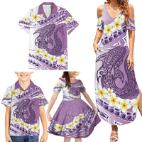 Purple Hawaii Shark Tattoo Family Matching Summer Maxi Dress and Hawaiian Shirt Frangipani With Polynesian Pastel Version LT14 - Polynesian Pride