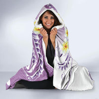 Purple Hawaii Shark Tattoo Hooded Blanket Frangipani With Polynesian Pastel Version