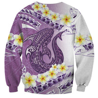 Purple Hawaii Shark Tattoo Sweatshirt Frangipani With Polynesian Pastel Version