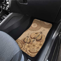 Brown Bula Fiji Car Mats Fijian Dance Fan Tapa Cloth Pattern