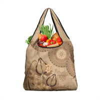 Brown Bula Fiji Grocery Bag Fijian Dance Fan Tapa Cloth Pattern