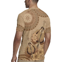 Brown Bula Fiji Rugby Jersey Fijian Dance Fan Tapa Cloth Pattern