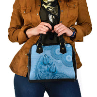 Blue Bula Fiji Shoulder Handbag Fijian Dance Fan Tapa Cloth Pattern