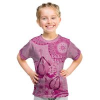Pink Bula Fiji Kid T Shirt Fijian Dance Fan Tapa Cloth Pattern