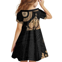 Black Bula Fiji Family Matching Mermaid Dress and Hawaiian Shirt Fijian Dance Fan Tapa Cloth Pattern LT14 - Polynesian Pride