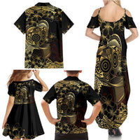 Frangipani Festival Rabaul Family Matching Summer Maxi Dress and Hawaiian Shirt PNG Tribal Baining Mask Tattoo LT14 - Polynesian Pride