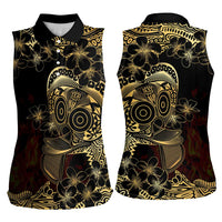 Frangipani Festival Rabaul Women Sleeveless Polo Shirt PNG Tribal Baining Mask Tattoo LT14 - Polynesian Pride
