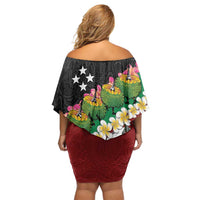 Frangipani Festival Rabaul East New Britain Family Matching Off Shoulder Short Dress and Hawaiian Shirt Dukduk Dance With Plumeria LT14 - Polynesian Pride