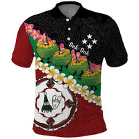 Frangipani Festival Rabaul East New Britain Polo Shirt Dukduk Dance With Plumeria - Polynesian Pride