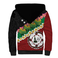 Frangipani Festival Rabaul East New Britain Sherpa Hoodie Dukduk Dance With Plumeria LT14 - Polynesian Pride