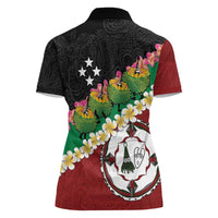 Frangipani Festival Rabaul East New Britain Women Polo Shirt Dukduk Dance With Plumeria LT14 - Polynesian Pride