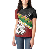 Frangipani Festival Rabaul East New Britain Women Polo Shirt Dukduk Dance With Plumeria LT14 - Polynesian Pride
