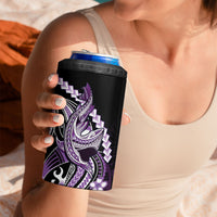 Purple Black Aloha Hawaii 4 in 1 Can Cooler Tumbler Polynesian Shark Tattoo Plumeria