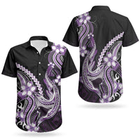 Purple Black Aloha Hawaii Couples Matching Tank Maxi Dress and Hawaiian Shirt Polynesian Shark Tattoo Plumeria LT14 - Polynesian Pride