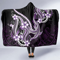 Purple Black Aloha Hawaii Hooded Blanket Polynesian Shark Tattoo Plumeria