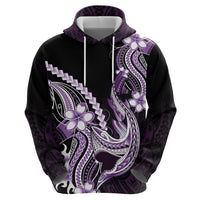 Purple Black Aloha Hawaii Hoodie Polynesian Shark Tattoo Plumeria LT14 - Polynesian Pride