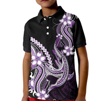 Purple Black Aloha Hawaii Kid Polo Shirt Polynesian Shark Tattoo Plumeria LT14 Kid Purple - Polynesian Pride