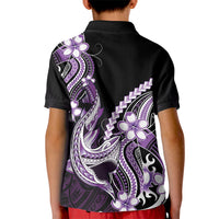 Purple Black Aloha Hawaii Kid Polo Shirt Polynesian Shark Tattoo Plumeria LT14 - Polynesian Pride