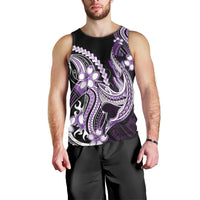 Purple Black Aloha Hawaii Men Tank Top Polynesian Shark Tattoo Plumeria