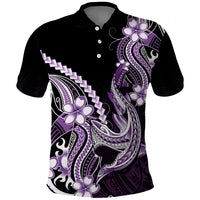 Purple Black Aloha Hawaii Polo Shirt Polynesian Shark Tattoo Plumeria LT14 Purple - Polynesian Pride