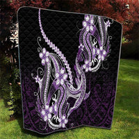 Purple Black Aloha Hawaii Quilt Polynesian Shark Tattoo Plumeria