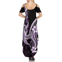 Purple Black Aloha Hawaii Summer Maxi Dress Polynesian Shark Tattoo Plumeria LT14 - Polynesian Pride