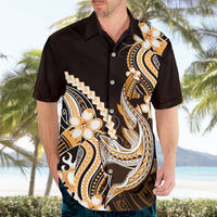 Orange Black Aloha Hawaii Hawaiian Shirt Polynesian Shark Tattoo Plumeria LT14 - Polynesian Pride