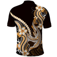 Orange Black Aloha Hawaii Polo Shirt Polynesian Shark Tattoo Plumeria LT14 - Polynesian Pride
