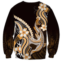 Orange Black Aloha Hawaii Sweatshirt Polynesian Shark Tattoo Plumeria