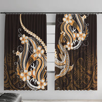 Orange Black Aloha Hawaii Window Curtain Polynesian Shark Tattoo Plumeria