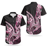Pink Black Aloha Hawaii Couples Matching Mermaid Dress and Hawaiian Shirt Polynesian Shark Tattoo Plumeria LT14 - Polynesian Pride