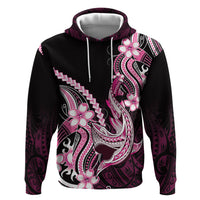 Pink Black Aloha Hawaii Hoodie Polynesian Shark Tattoo Plumeria