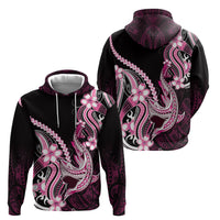 Pink Black Aloha Hawaii Hoodie Polynesian Shark Tattoo Plumeria