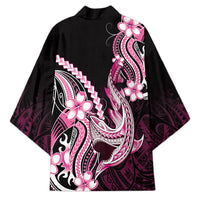 Pink Black Aloha Hawaii Kimono Polynesian Shark Tattoo Plumeria