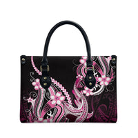 Pink Black Aloha Hawaii Leather Bag Polynesian Shark Tattoo Plumeria