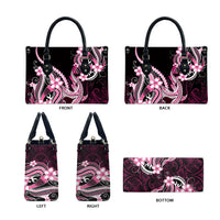 Pink Black Aloha Hawaii Leather Bag Polynesian Shark Tattoo Plumeria