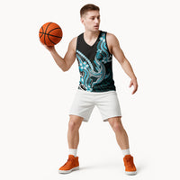 Blue Black Aloha Hawaii Basketball Jersey Polynesian Shark Tattoo Plumeria
