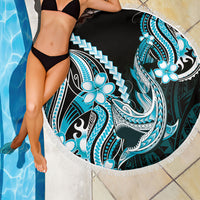 Blue Black Aloha Hawaii Beach Blanket Polynesian Shark Tattoo Plumeria